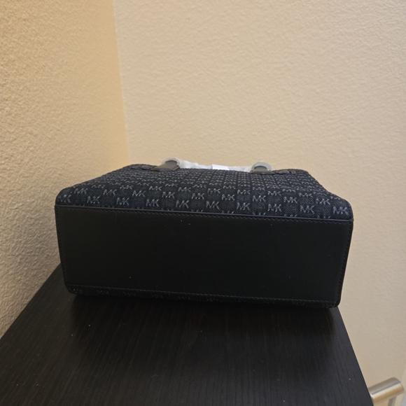 Michael Kors Small Hamilton  Logo Embossed Washed Denim Satchel - Picture 9 of 14